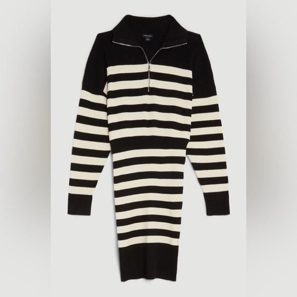 Karen Millen Dresses & Skirts - Karen Millen - Viscose blend fly collar rib knit stripe mini dress
